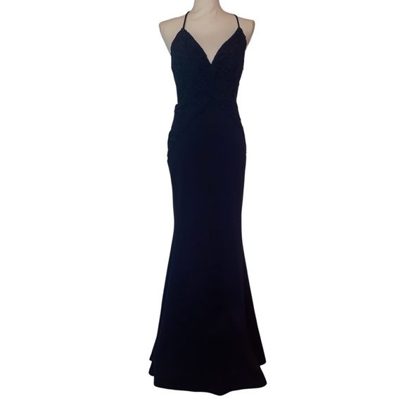 Lulus Maxi Formal Dress Mermaid Silhouette/in Navy Blue Size Small - Picture 1 of 8